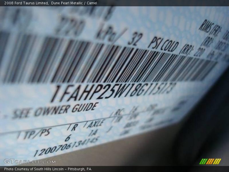 Dune Pearl Metallic / Camel 2008 Ford Taurus Limited