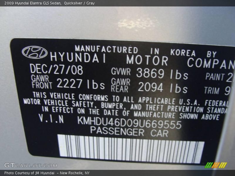 Quicksilver / Gray 2009 Hyundai Elantra GLS Sedan