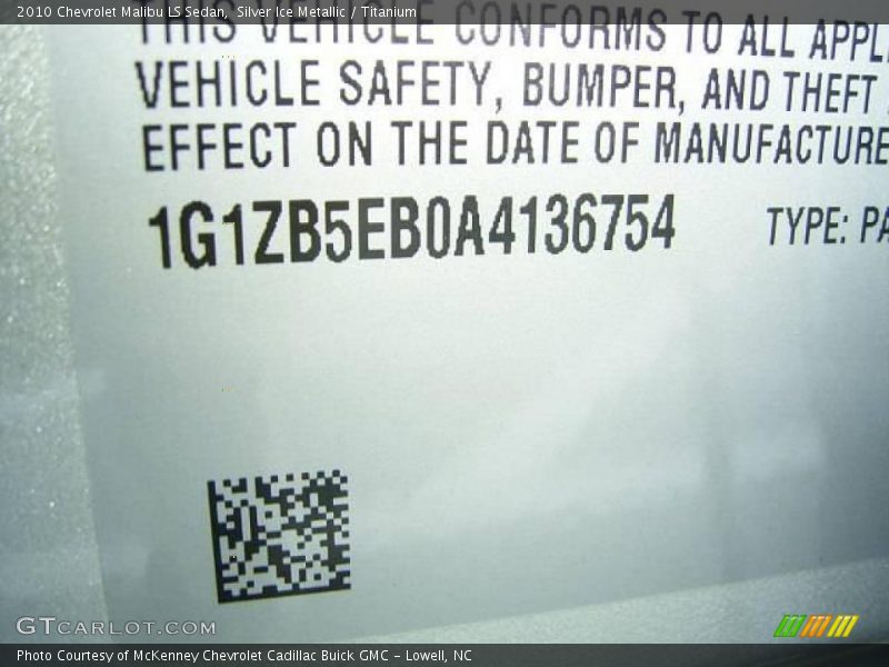 Silver Ice Metallic / Titanium 2010 Chevrolet Malibu LS Sedan