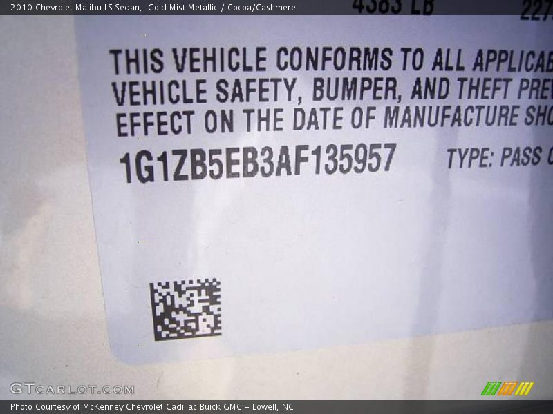 Gold Mist Metallic / Cocoa/Cashmere 2010 Chevrolet Malibu LS Sedan