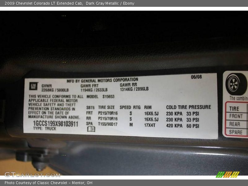 Dark Gray Metallic / Ebony 2009 Chevrolet Colorado LT Extended Cab