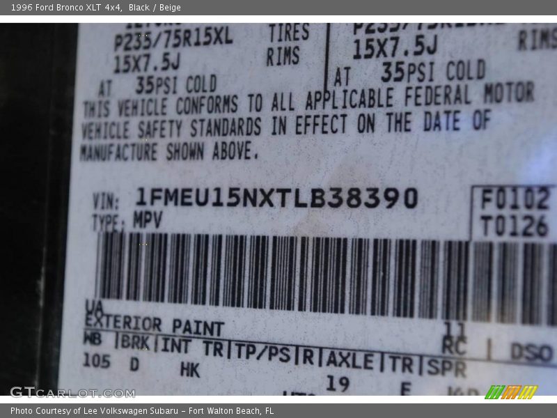 Black / Beige 1996 Ford Bronco XLT 4x4