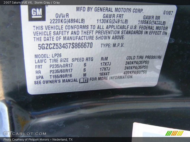 Storm Gray / Gray 2007 Saturn VUE V6