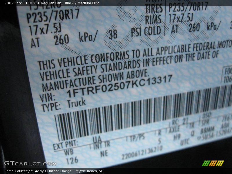 Black / Medium Flint 2007 Ford F150 XLT Regular Cab