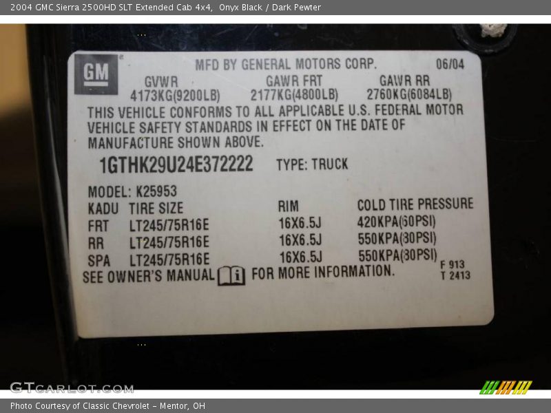 Onyx Black / Dark Pewter 2004 GMC Sierra 2500HD SLT Extended Cab 4x4