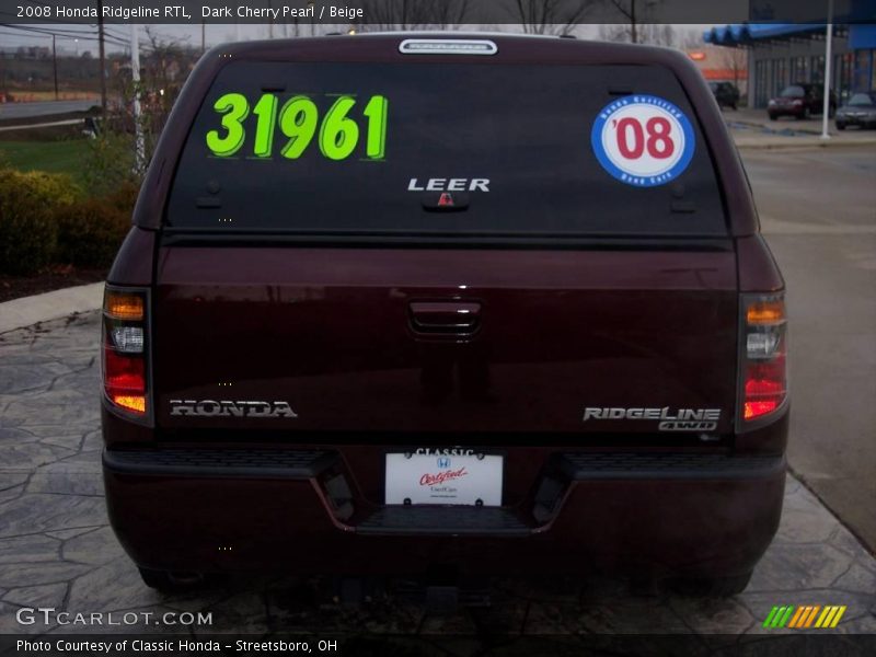 Dark Cherry Pearl / Beige 2008 Honda Ridgeline RTL