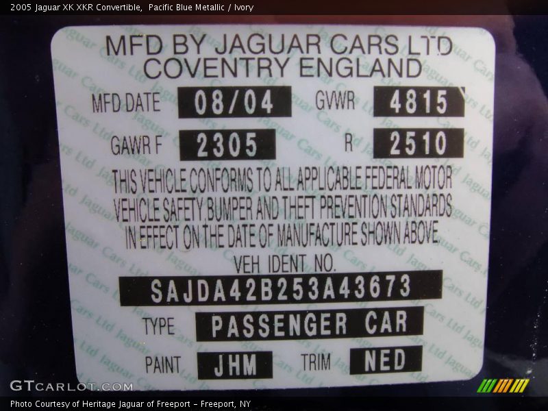 Pacific Blue Metallic / Ivory 2005 Jaguar XK XKR Convertible