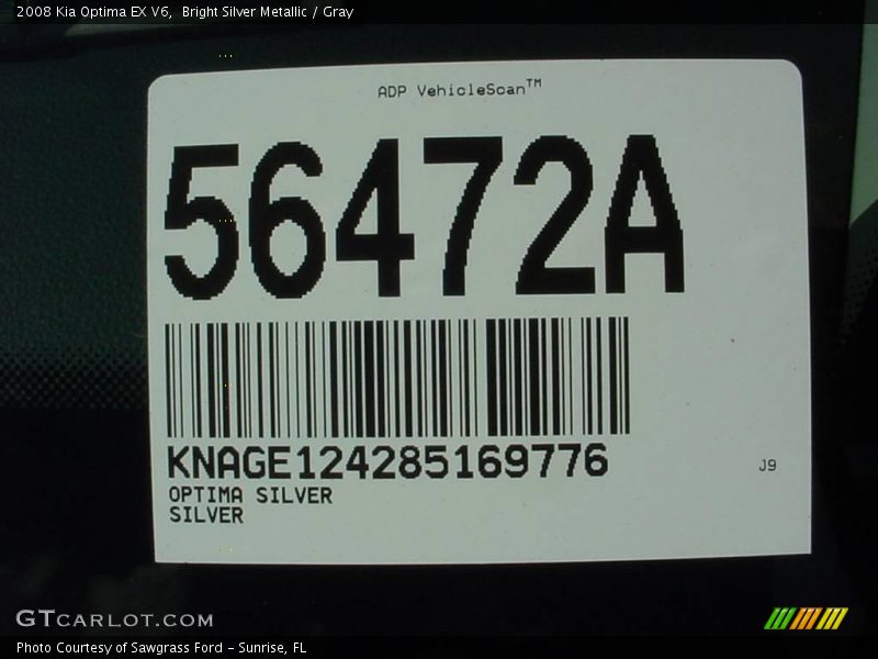 Bright Silver Metallic / Gray 2008 Kia Optima EX V6