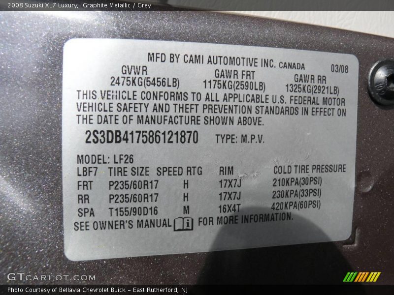 Graphite Metallic / Grey 2008 Suzuki XL7 Luxury