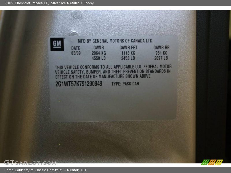 Silver Ice Metallic / Ebony 2009 Chevrolet Impala LT