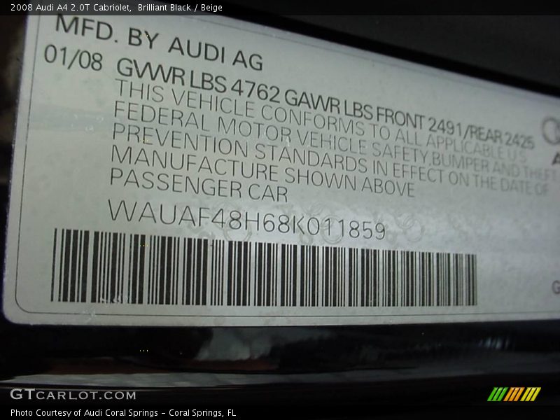 Brilliant Black / Beige 2008 Audi A4 2.0T Cabriolet