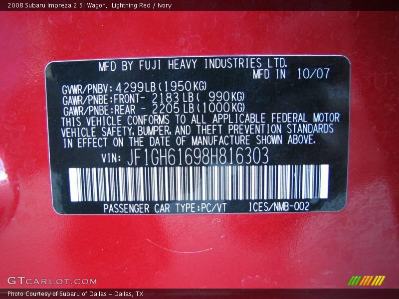 Lightning Red / Ivory 2008 Subaru Impreza 2.5i Wagon