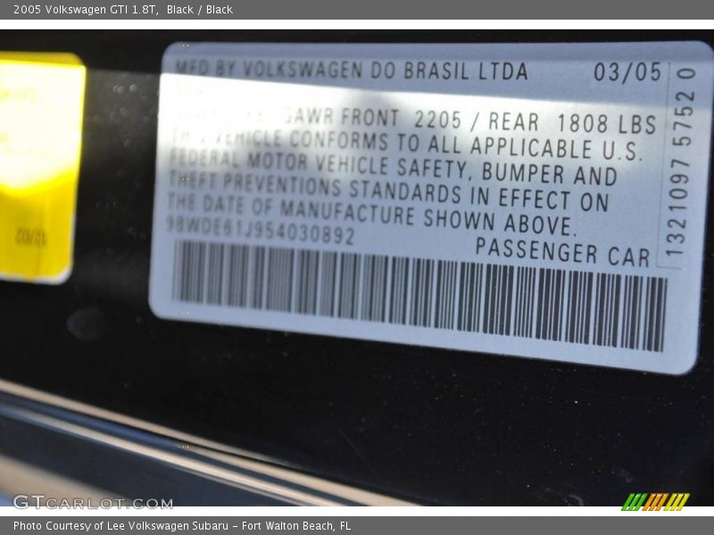 Black / Black 2005 Volkswagen GTI 1.8T