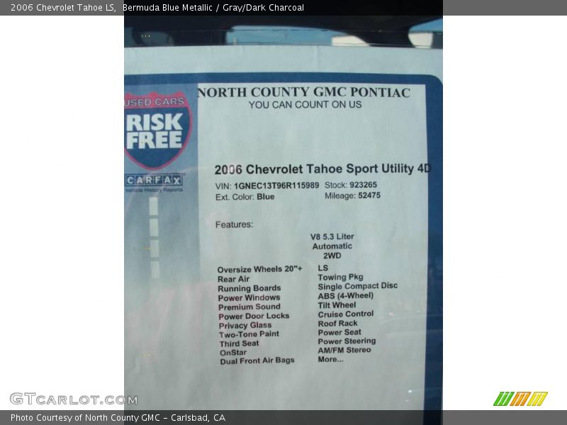 Bermuda Blue Metallic / Gray/Dark Charcoal 2006 Chevrolet Tahoe LS