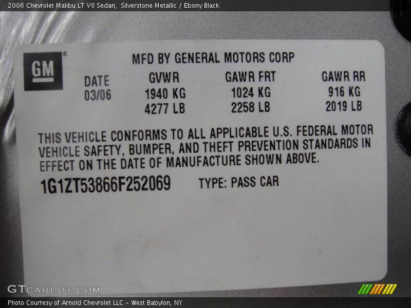 Silverstone Metallic / Ebony Black 2006 Chevrolet Malibu LT V6 Sedan