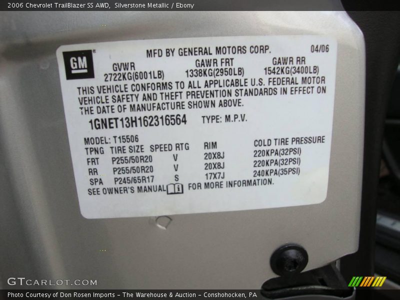Silverstone Metallic / Ebony 2006 Chevrolet TrailBlazer SS AWD