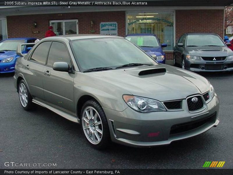 Steel Gray Metallic / Anthracite Black/Blue Alcantara 2006 Subaru Impreza WRX STi