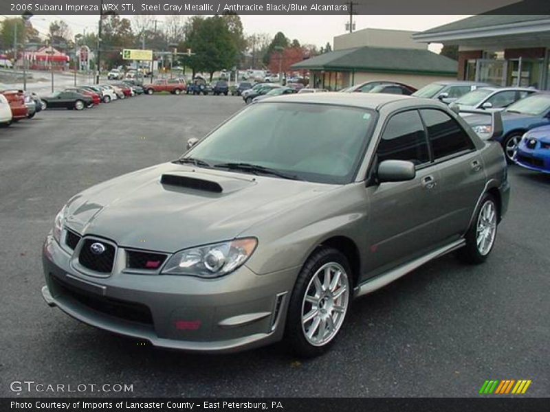 Steel Gray Metallic / Anthracite Black/Blue Alcantara 2006 Subaru Impreza WRX STi