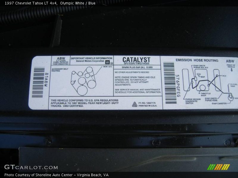 Olympic White / Blue 1997 Chevrolet Tahoe LT 4x4