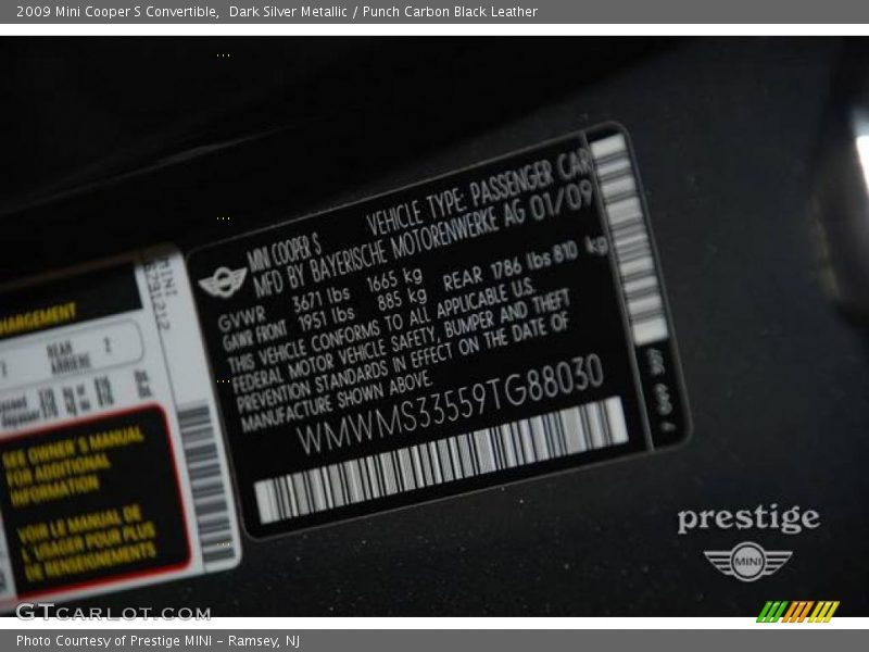 Dark Silver Metallic / Punch Carbon Black Leather 2009 Mini Cooper S Convertible