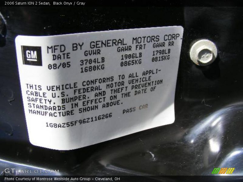 Black Onyx / Gray 2006 Saturn ION 2 Sedan