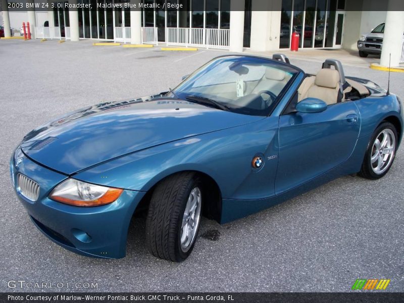 Maldives Blue Metallic / Beige 2003 BMW Z4 3.0i Roadster