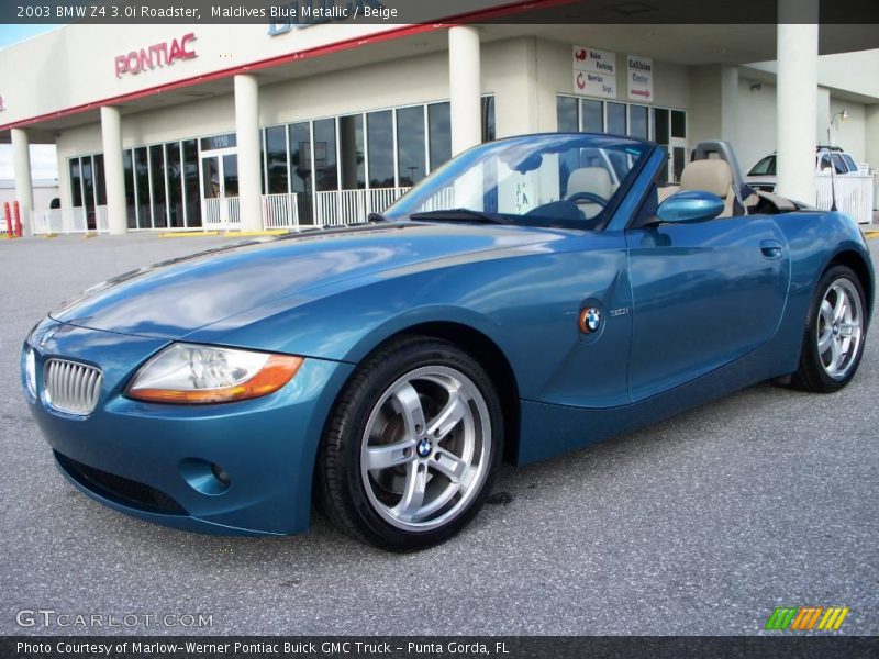 Maldives Blue Metallic / Beige 2003 BMW Z4 3.0i Roadster