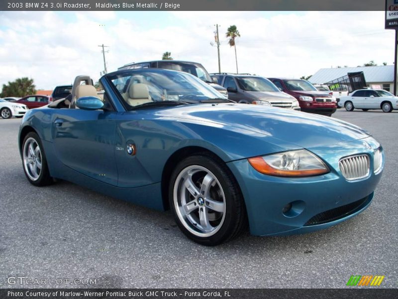 Maldives Blue Metallic / Beige 2003 BMW Z4 3.0i Roadster
