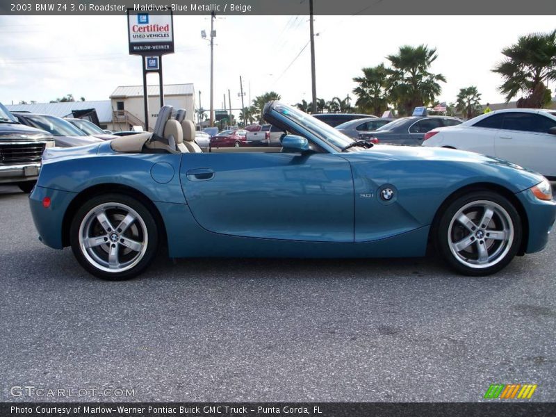 Maldives Blue Metallic / Beige 2003 BMW Z4 3.0i Roadster