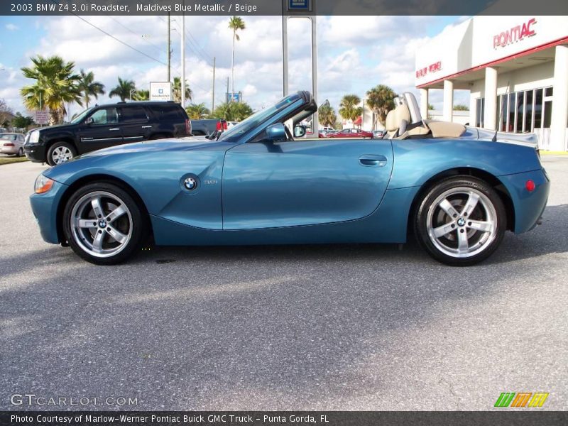 Maldives Blue Metallic / Beige 2003 BMW Z4 3.0i Roadster