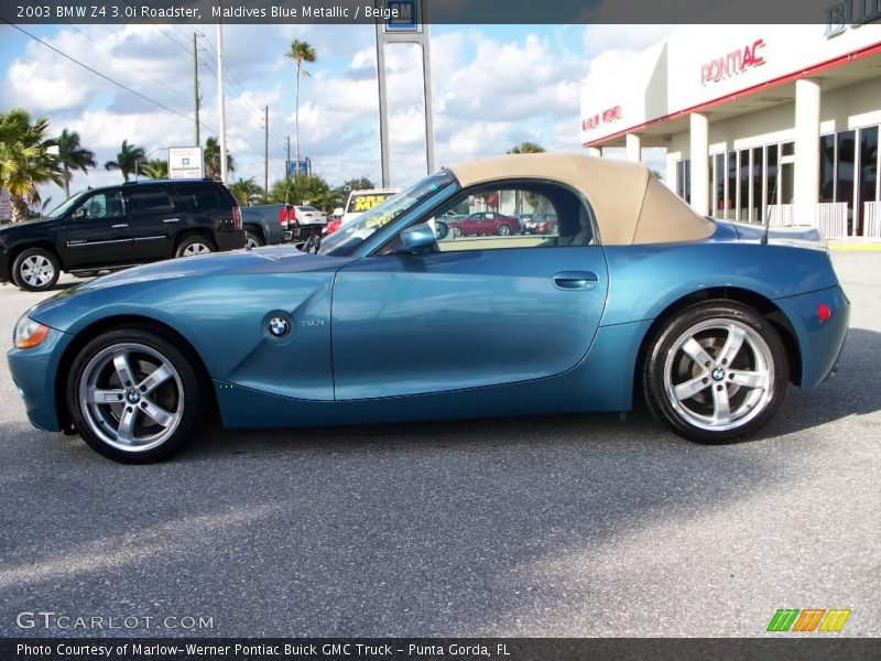 Maldives Blue Metallic / Beige 2003 BMW Z4 3.0i Roadster