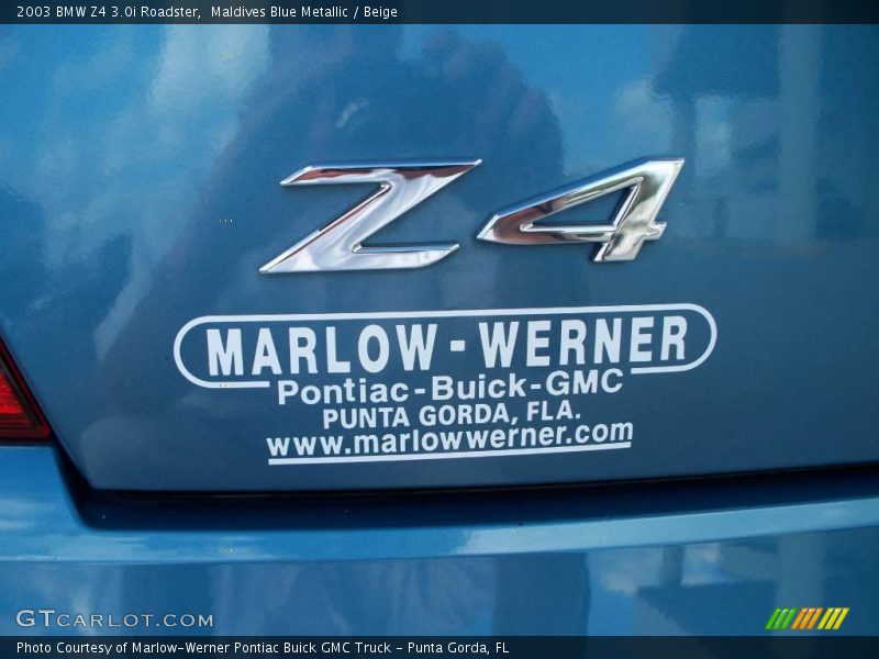 Maldives Blue Metallic / Beige 2003 BMW Z4 3.0i Roadster
