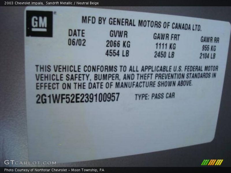 Sandrift Metallic / Neutral Beige 2003 Chevrolet Impala