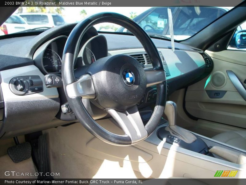 Maldives Blue Metallic / Beige 2003 BMW Z4 3.0i Roadster