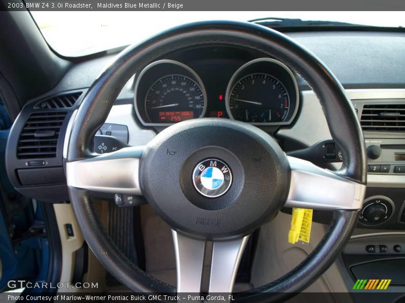 Maldives Blue Metallic / Beige 2003 BMW Z4 3.0i Roadster