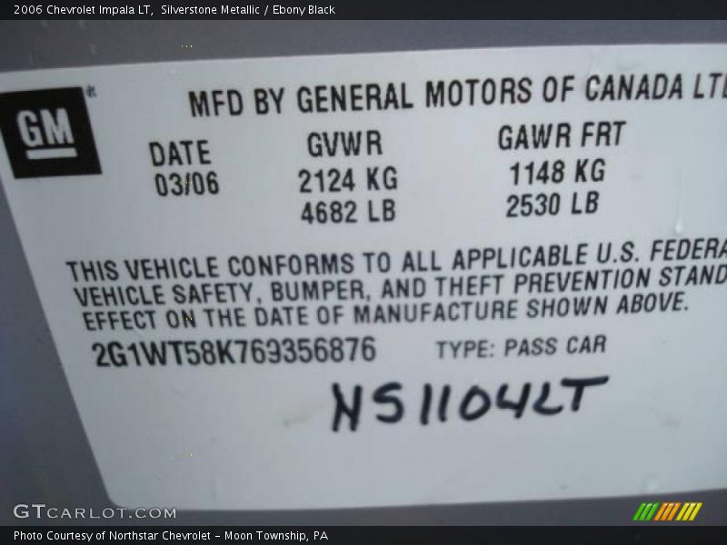 Silverstone Metallic / Ebony Black 2006 Chevrolet Impala LT