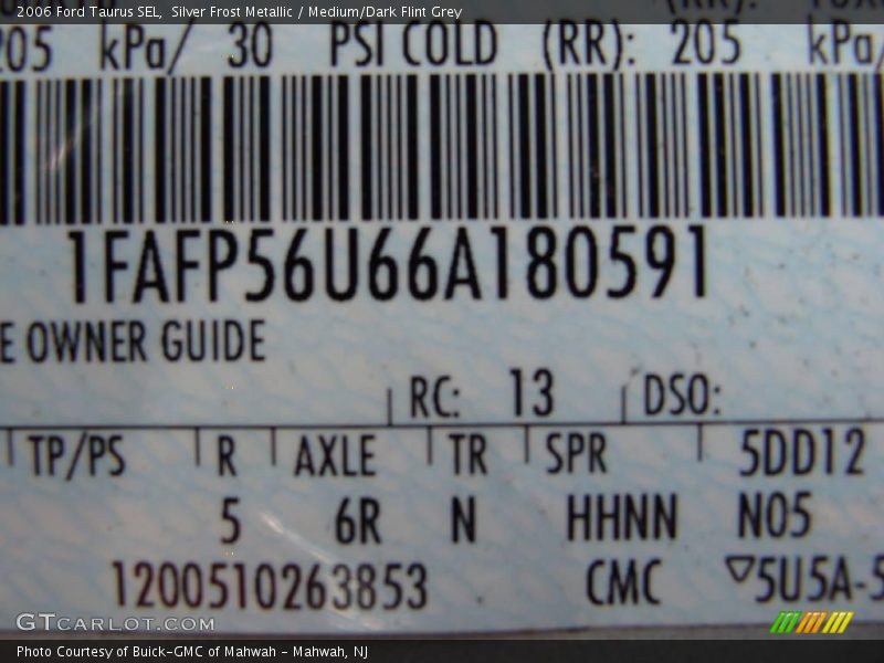 Silver Frost Metallic / Medium/Dark Flint Grey 2006 Ford Taurus SEL