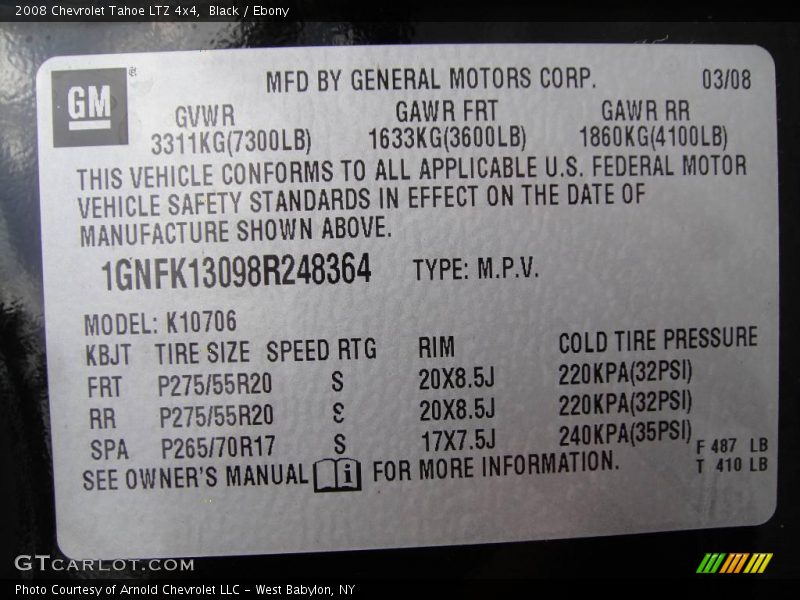 Black / Ebony 2008 Chevrolet Tahoe LTZ 4x4
