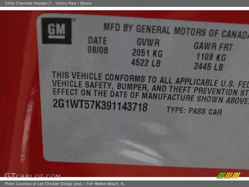 Victory Red / Ebony 2009 Chevrolet Impala LT