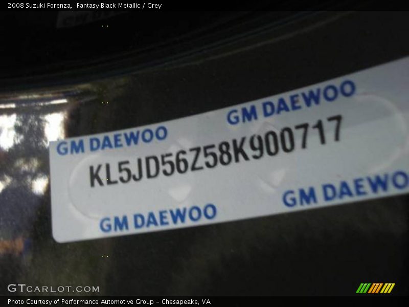 Fantasy Black Metallic / Grey 2008 Suzuki Forenza