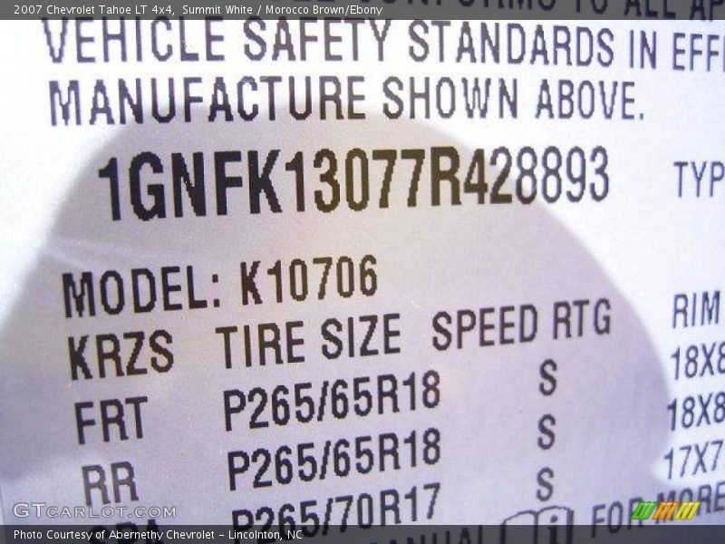 Summit White / Morocco Brown/Ebony 2007 Chevrolet Tahoe LT 4x4