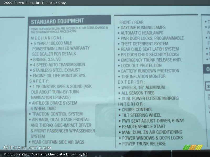 Black / Gray 2009 Chevrolet Impala LT