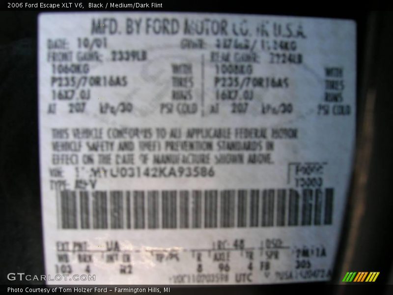 Black / Medium/Dark Flint 2006 Ford Escape XLT V6