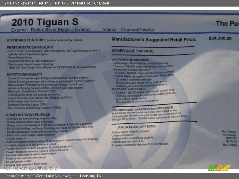Reflex Silver Metallic / Charcoal 2010 Volkswagen Tiguan S