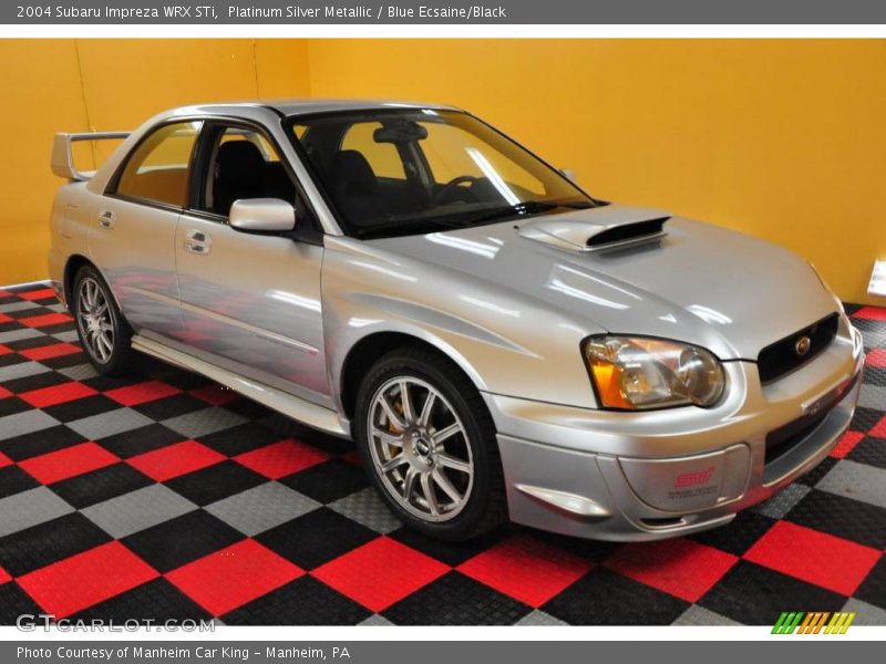 Platinum Silver Metallic / Blue Ecsaine/Black 2004 Subaru Impreza WRX STi