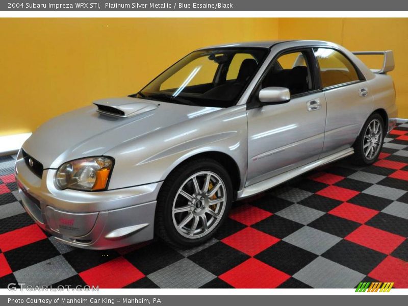 Platinum Silver Metallic / Blue Ecsaine/Black 2004 Subaru Impreza WRX STi