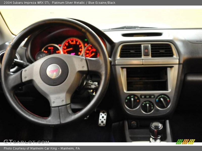 Platinum Silver Metallic / Blue Ecsaine/Black 2004 Subaru Impreza WRX STi