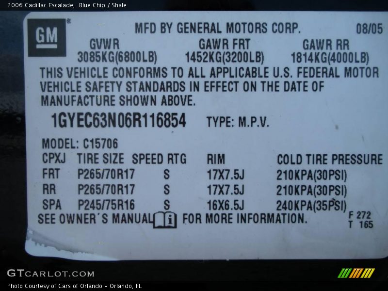 Blue Chip / Shale 2006 Cadillac Escalade