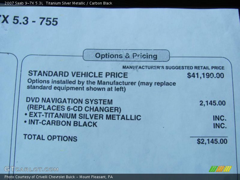 Titanium Silver Metallic / Carbon Black 2007 Saab 9-7X 5.3i