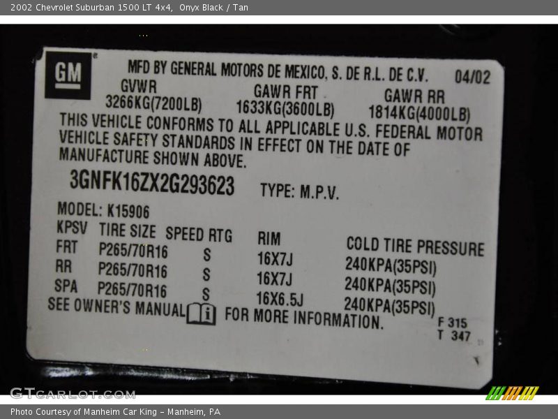 Onyx Black / Tan 2002 Chevrolet Suburban 1500 LT 4x4